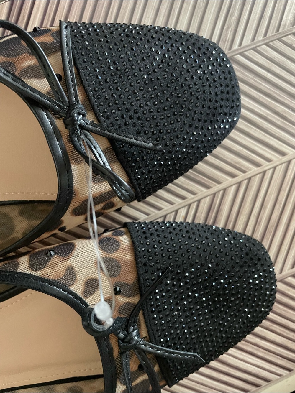 Atalina Leopard Print Flats with Black Beaded Toe - Picture 7 of 8